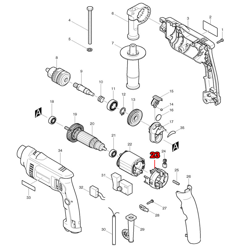 Makita Drill Hp1640 - Держатель щетки, замена для Makita HP