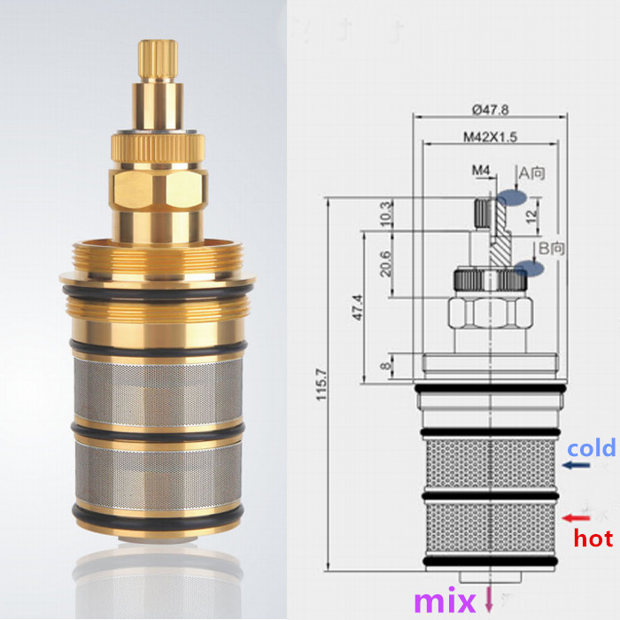 Shower Valve Cartridge - Латунный термостатический картридж и ручка для